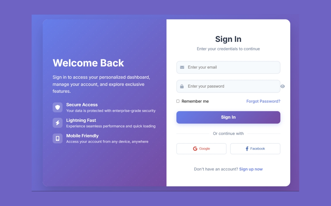 Modern Responsive Login Page