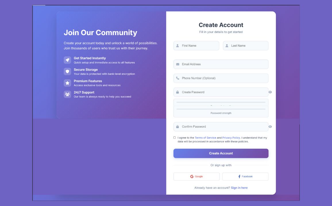 Modern Responsive Registration Form