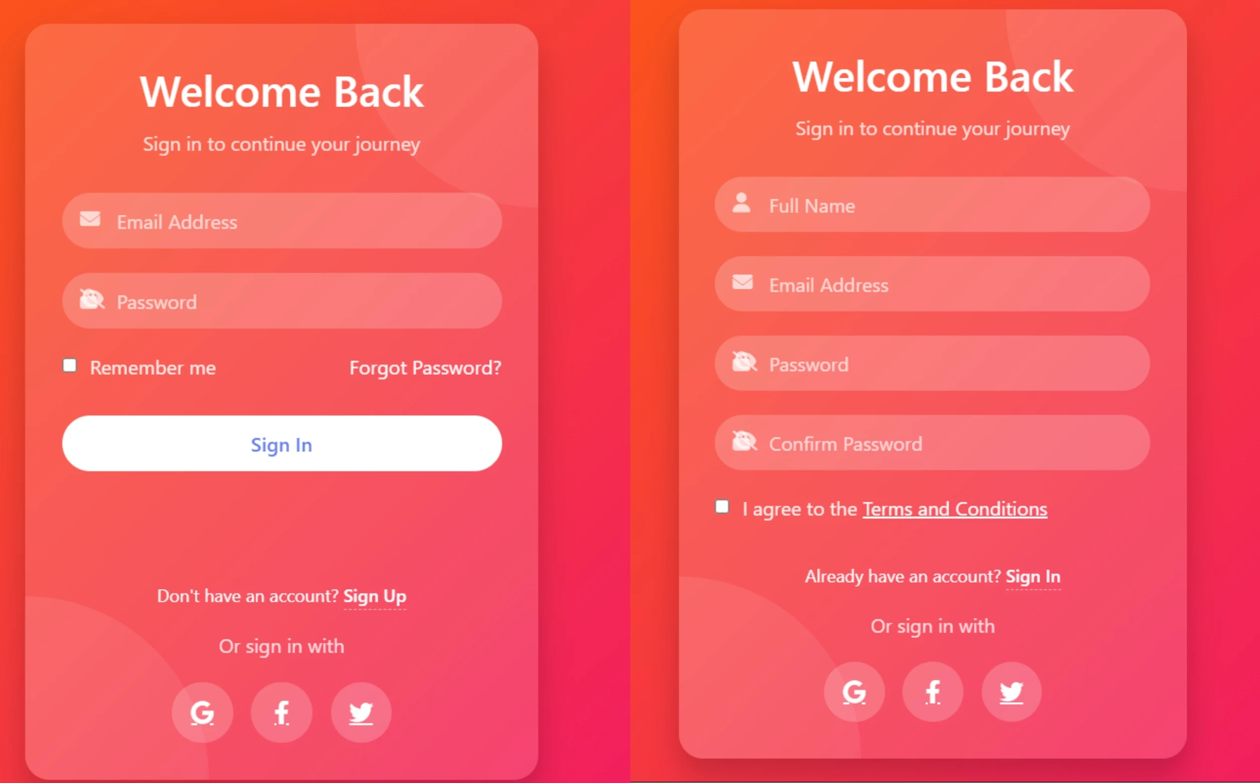 Modern Login & Registration Page