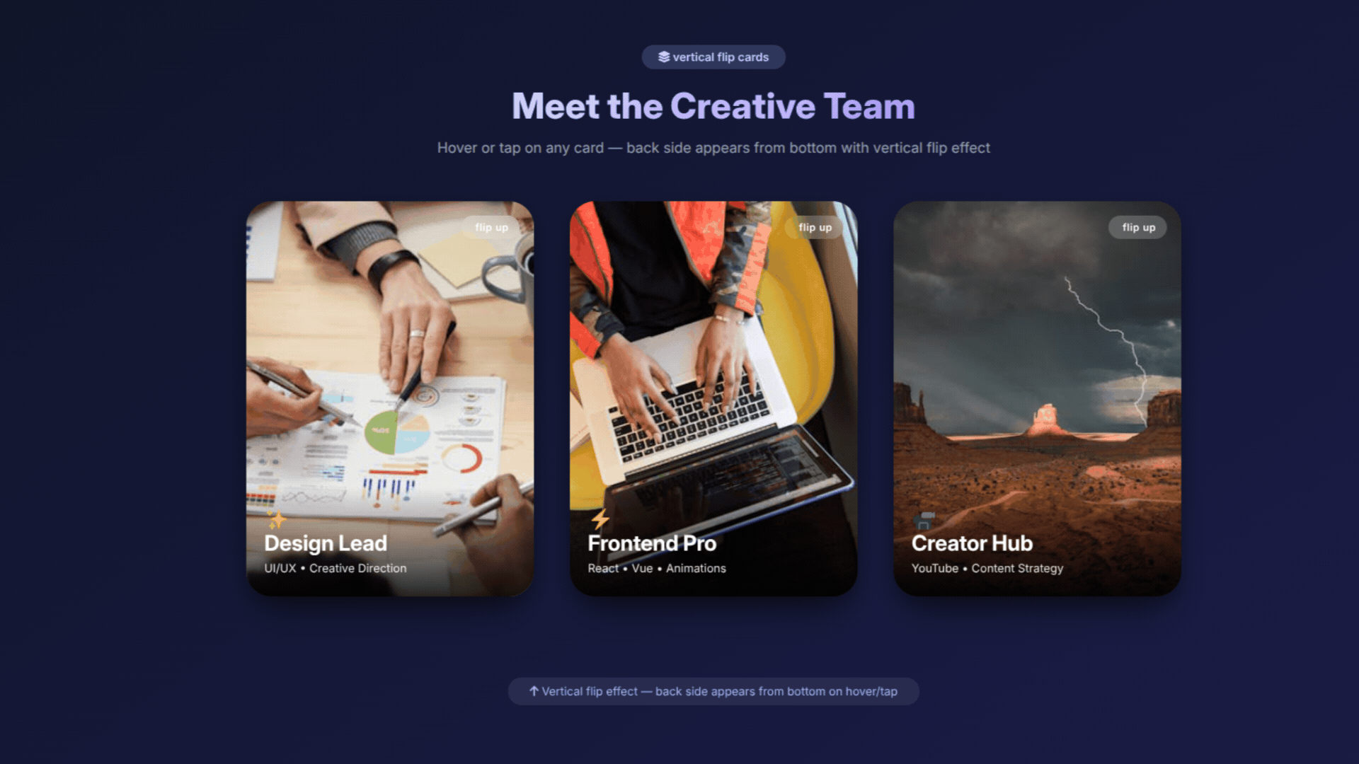 Modern 3D Flip Cards | Team Showcase Design